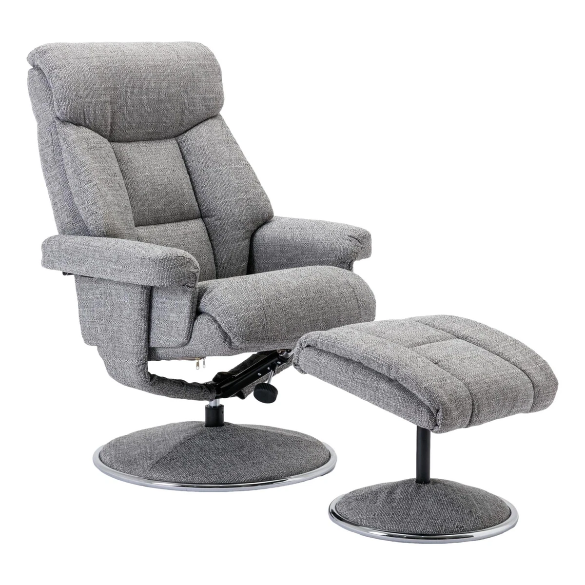 The Biarritz Swivel Recliner Chair Matching Footstool in Lisbon Rock Fabric
