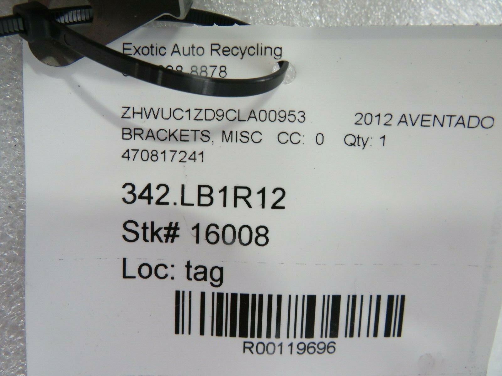 Lamborghini Aventador LP700, Roof Bracket Backing Plate, Used, P/N 470817241