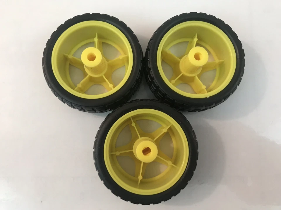 AutoEC 3 Pack Plastic Wheels X001FX96C5 68mm Smart Car Robot RC Fast Ship Yellow - Image 2 of 4