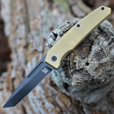 ON9805 Ontario Ti 22 Equinox Bronze Titanium Handle S35VN Tanto Blade Framelock 