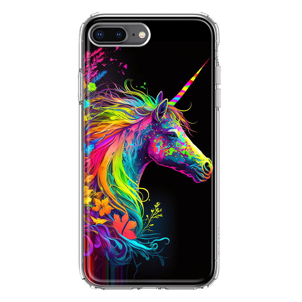 For Apple iPhone 7/8 Plus Shockproof Neon Rainbow Unicorn Floral
