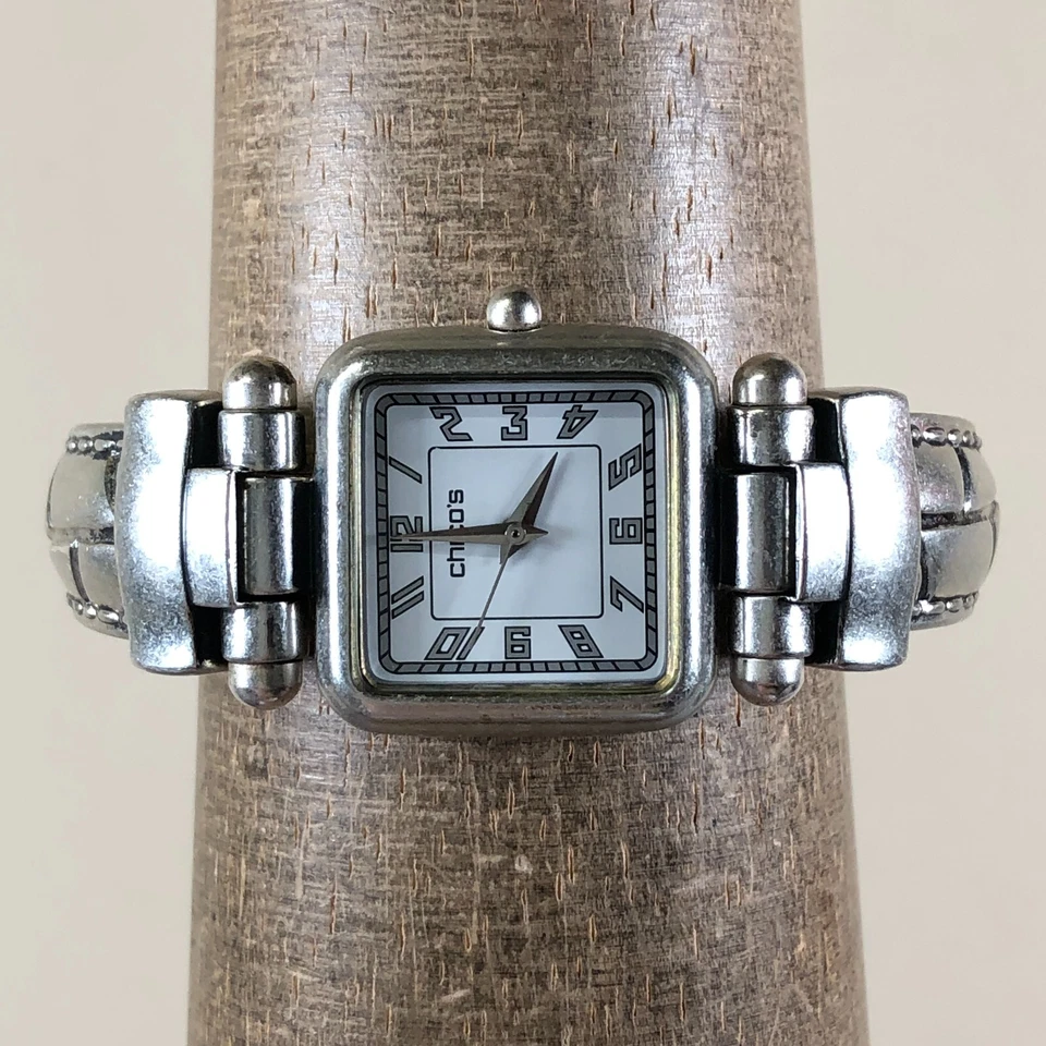 Chico's Women CH-203 Silver Tone Bangle Square Quartz Analog 25mm Watch 6 1/2" - Image 2 of 4