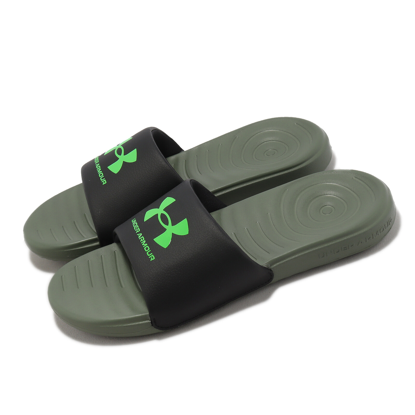 Under Armour Ansa UA Green Black Men Slip On Casual LifeStyle 