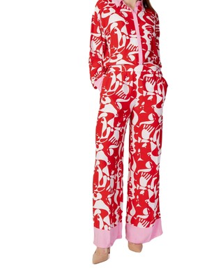 Vila Clothes Abstract Print WideLeg Jumpsuit Women Red Pants