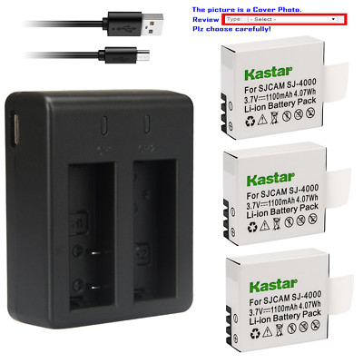 Kastar Battery Dual USB Charger for SJCAM SJ4000B & SJCAM SJ5000 SJCAM SJ6000
