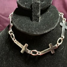 Stainless Polished Cross 8" Bracelet