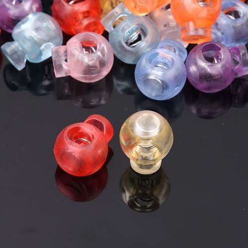 100 Plastic Spring Loaded Round Toggle Stopper Cord Locks End Single Hole Rope - Picture 16 of 97
