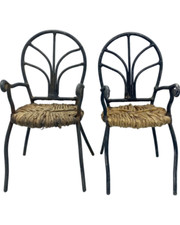 Par de sillones de mimbre decorativos de escritorio mini miniatura Pottery Barn de 10" H