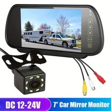 New 7-inch screen car rearview camera mirror monitor kit 8LED reverse camera