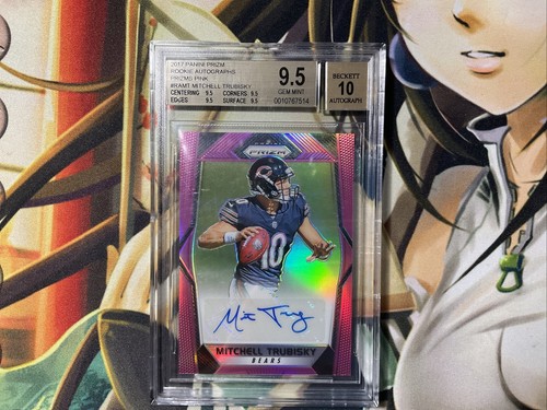 2017 Mitchell Trubisky Prizm Football Pink Rookie Auto RC Steelers BGS 9.5 GEM