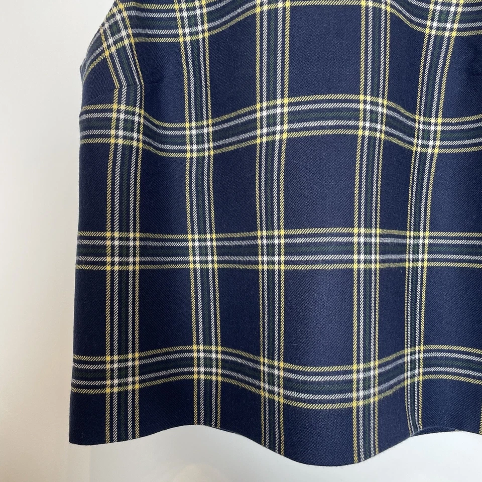 JUICY COUTURE Lana 'Eton' Top Navy Check Plaid Tartan Tachonado Collar US 2 / UK 6 Foto 2 de 4