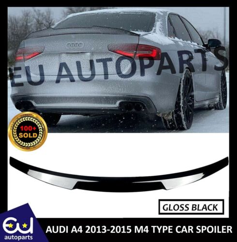 FOR AUDI A4 B8 GLOSS BLACK M4 STYLE REAR BOOT SPOILER LIP 2013-2016 - Picture 1 of 10