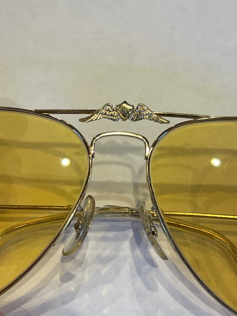 RARE Ray Ban USA 1970s B&L AOPA Aviation Ambermatic All Weather
