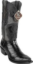 KING EXOTIC BLACK SNIP TOE GENUINE EEL WESTERN COWBOY BOOT 94DR0805