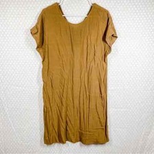 Madewell Women Dress Sz S Green Brown Downtown Tie Back Viscose Short Sleeve