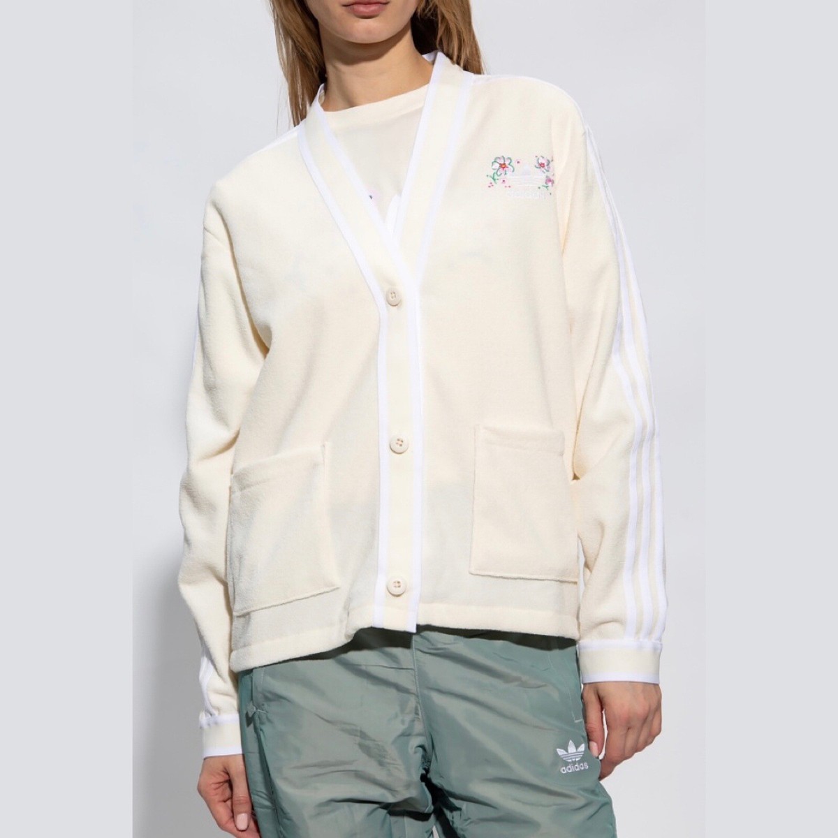 Adidas Originals Cardigan With Logo Cream white IP3761 | eBay