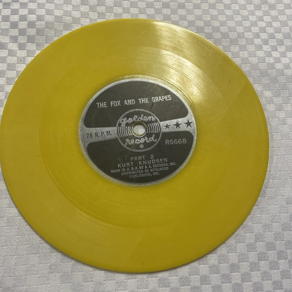 Kurt Knudsen The Fox and the Grapes 78 RPM Golden Record 6'' Yellow Vinyl Foto 2 de 2