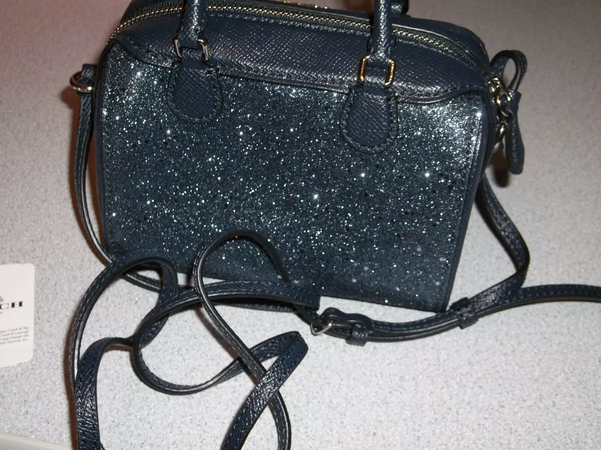 Rare Coach Star Glitter Dark Blue Micro Bennett Crossbody Satchel Purse ~  NEW