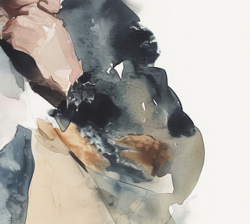Contemplative Abstract Nude Figure 5"x7" Print on Matte Paper | Watercolor Art - Picture 6 of 7