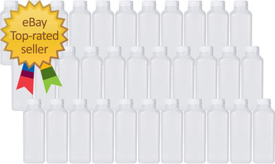 16 Oz Empty Plastic Juice Bottles Tamper Evident Caps 33 Pack Drink Containers