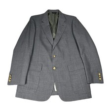 Vintage Cricketeer Brussels Sport Coat Mens 42R Gray Gold Buttons Beverly Hills