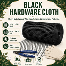 48IN X 100FT BLACK METAL MESH, 1/2IN WELDED CHICKEN WIRE ROLL, GARDEN FENCING