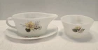 Vintage JaJ Pyrex England Autumn Glory Milk Glass Gravy Boat & Plate & Small...