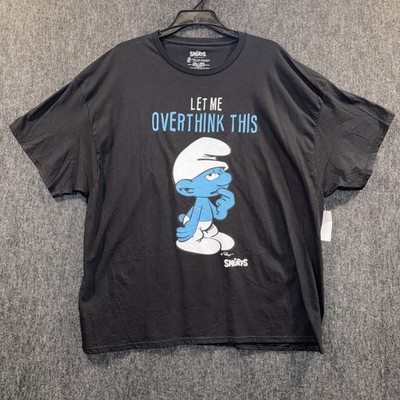 The Smurfs Men's Graphic T-Shirt Let Me Overthink This Black 3XL Short Sleeve