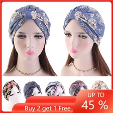 Women's Chemo Cap Cancer Hat Muslim Hair Scarf Turban Hijab Head Wrap Cover New