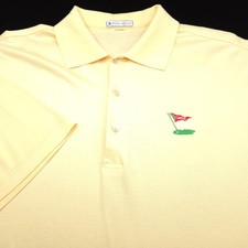 Peter Millar Polo Shirt -L- Yellow LACC Golf LOS ANGELES COUNTY CLUB -MERCERIZED