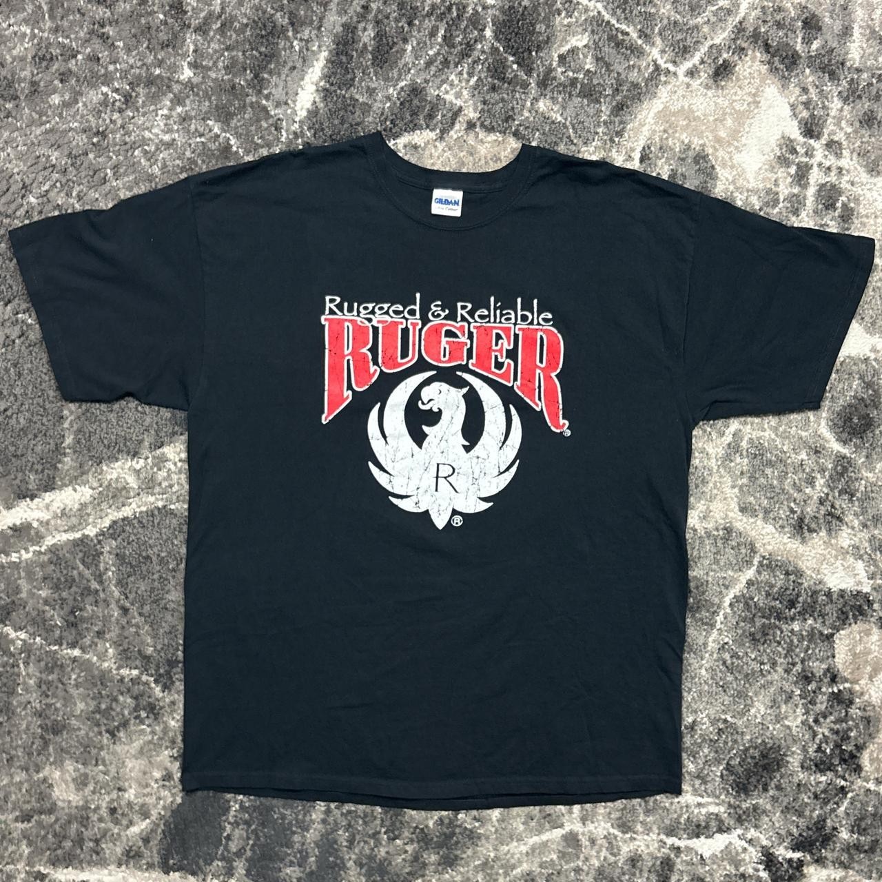 Vintage Gun Shirt Mens XL Ruger 2000s Y2K Black Shooting Firearm Handgun Pistol