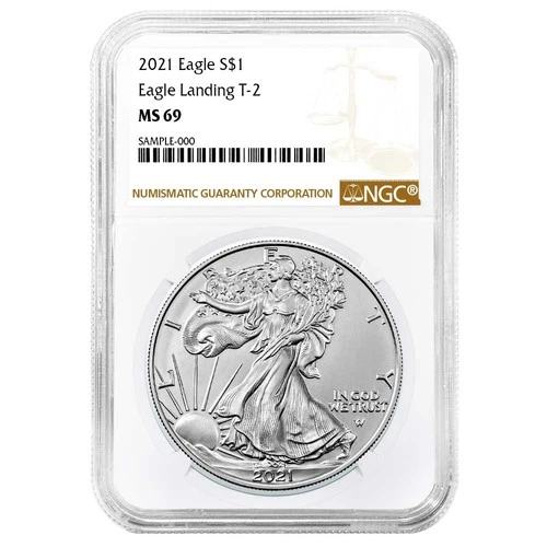 2021 $1 Type 2 American Silver Eagle NGC MS69 Brown Label