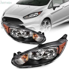 For 2014-2018 Ford Fiesta Front Headlights Assembly Black Housing Left+Right