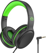 High-Quality Green Wired Headphones for Kids - On-Ear Travel Essential