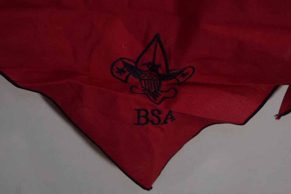 Boy Scout Red Embroidered Edge Neckerchief Neck Cloth Triangle Bandana BSA Large - Image 2 of 4