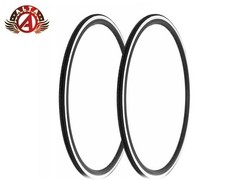 2 ALTA BICICLETTA FILO PERLINE 700x25c LEGGERE GOMME NERO/BIANCO SPEEDY SLICK.