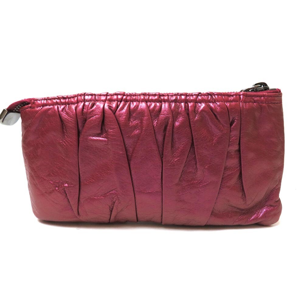 GUCCI Pouch Leather Burgundy Vintage Authentic From Japan