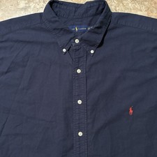 Polo Ralph Lauren Shirt Mens 2XB Big 2XB Blue Oxford Short Sleeve Button OCBD