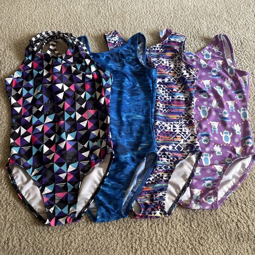 Lot of 4 Destira Leotards Size Child Medium gymnastics  