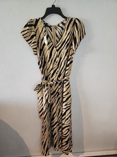 Talbots Floral Maxi Dress Size 12 NWT Animal Print Black Beige Striped