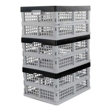 16-Liter Folding Crates Storage, Collapsible Container Plastic, Set of 3