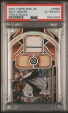 2023 TOPPS TRIBUTE TRIBUTE TRIPLE RELICS #TRRG RILEY GREENE 11/199 PSA AUTHENTIC