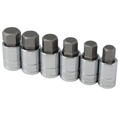 Titan 16156 TITAN 6-PC 1/2'' DR SAE LARGE HEX BIT