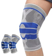2 Pack Knee Sleeves for Men Women, Compression Brace Large, Grey