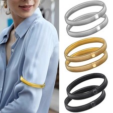 2PCS Men Ladies Fashion Shirt Sleeve Holders Arm Bands Elastic Metal Armbands