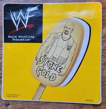 Pegatina de camión vintage WWF barra de helados Stone Cold Steve Austin 6x6" sin usar