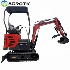 AGT DM12X-C Mini Excavator 1 Ton Digger with Pilot System 13.5 HP Gas B&S Engine