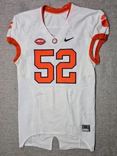 Clemson Tigers Football Jersey Mens 44 L White Game Worn Team Issued Nike #52