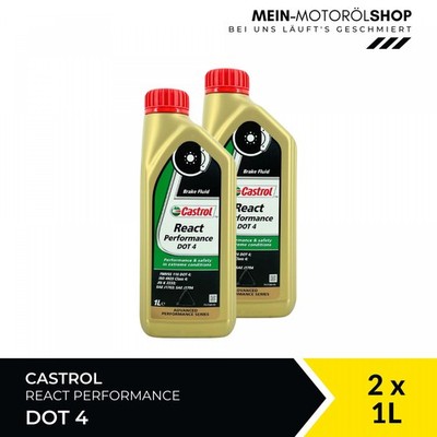 Castrol React Performance DOT 4 Bremsflüssigkeit 2x1 Liter = 2 Liter