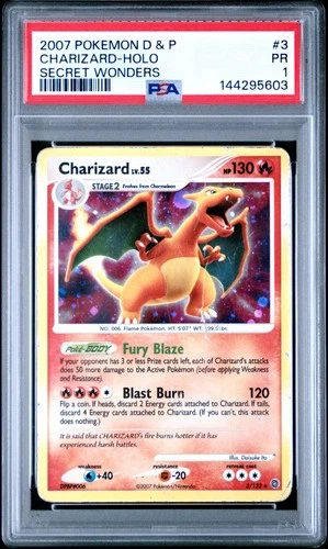 2007 Pokemon Diamond & Pearl Secret Wonders #3 Charizard Holo PSA 1